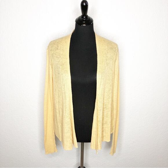 Eileen Fisher light orange linen ribbed open front cardigan size Small - Picture 1 of 14
